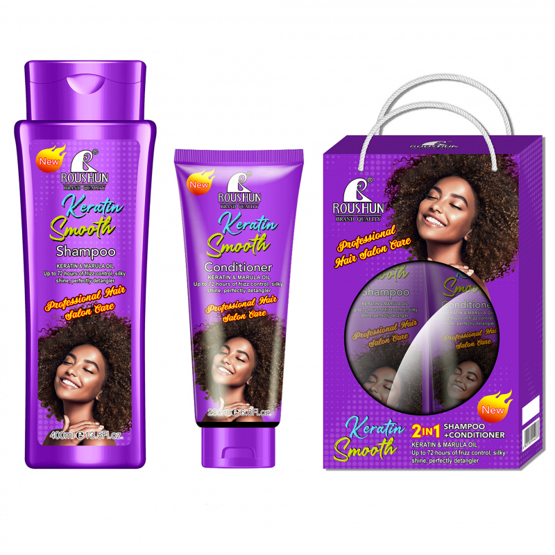 Hair Care Keratin Shampoo - Zestaw szamponu i odżywki z keratyną: